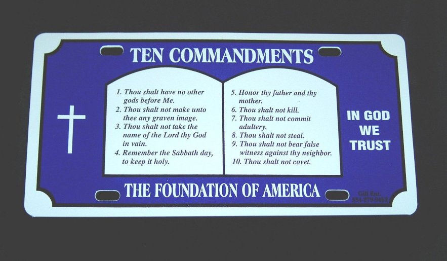ten commandments car tag
